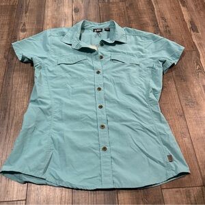 Eastern Mountain‎ Sports Shirt Hiking Womens Size M Teal Vented Short Sleeves